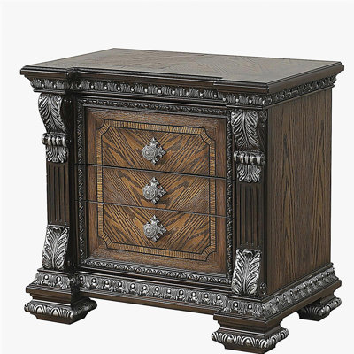 Ornate Moulding Table de chevet 1pc Port USB à roulement à billes Glide French and English