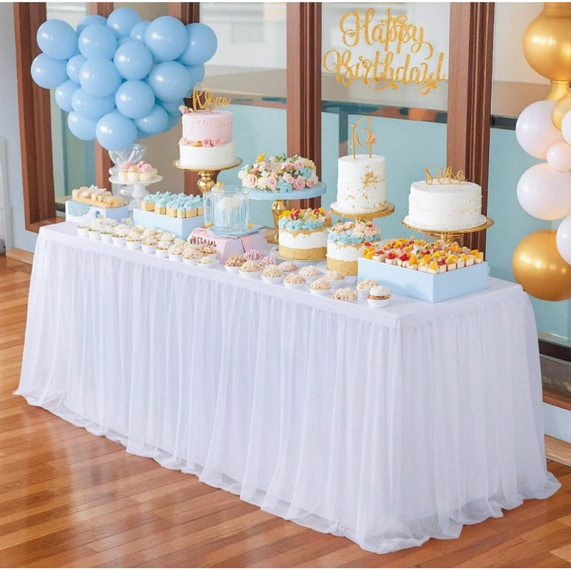 Tulle Table Skirts Baby Shower Tulle Tablecloth for Rectangular Tables Tutu TableSkirt Desk Skirt Table Cover for Princess Birthday Party Cake Dessert Table Decorations.