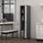 Metal Broom Storage Cabinet, 65" Narrow Broom Cabinet With Hooks, Slim Bathroom Storage Cabinet With Shelves, Heavy-Duty Cleaning Storage Cabinet For Utility Room-1231825092