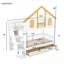 Lit superposé simple avec porte fenêtre et toit, tiroirs de rangement et escalier-155105744