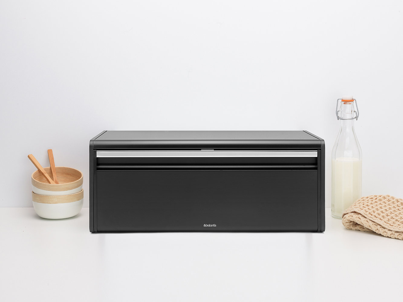Brabantia Fall Front Bread Box, Matte Black