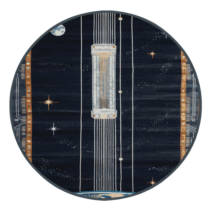 Tapis gris lavable à la machine, Rond 4 pi