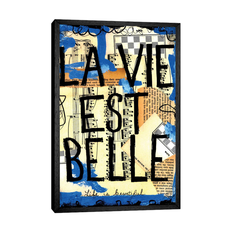 Life Is Beautiful French 1 Piece Wall Art on Canvas, 101.6 cm H x 66.04 cm W, Black Framed