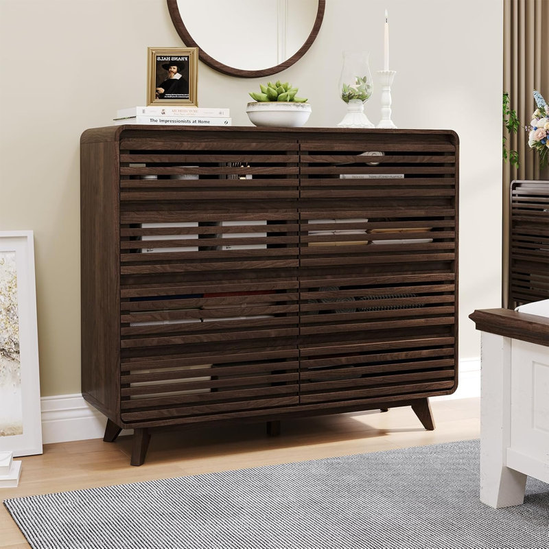 Commode Grille, 8 tiroirs, noyer, Noyer