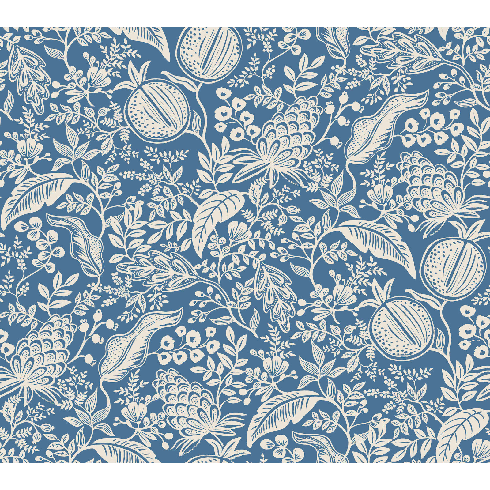 Pomegranate White Peel and Stick Wallpaper, Blue