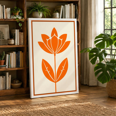 Single Stem in Gold Botanical - Wrapped Canvas