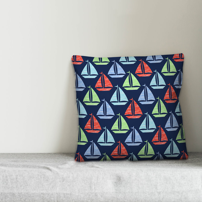 Coussin imprimé nautique nautique, 20 po x 20 po, Polyester / Bourre en polyester