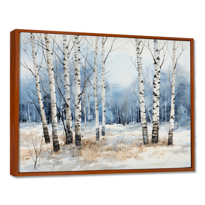 Bois de bouleau blanc et bleu en hiver - Art mural bouleau