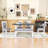 6Pcs Extendable Dining Set with Removable Leaf, Rectangular Table, 4 Upholstered Chairs and Bench-884659499