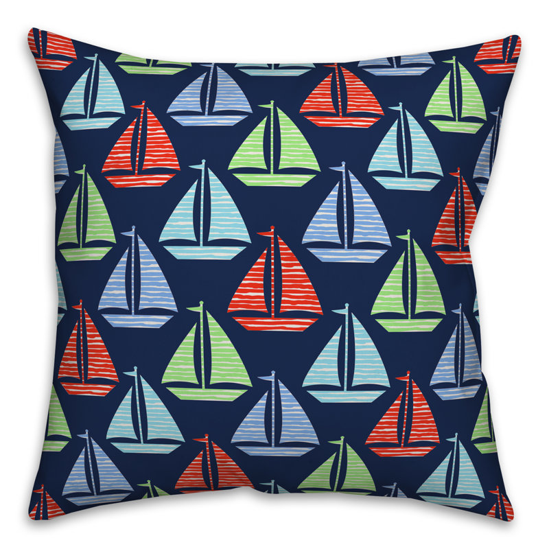 Coussin imprimé nautique nautique, 20 po x 20 po, Polyester / Bourre en polyester