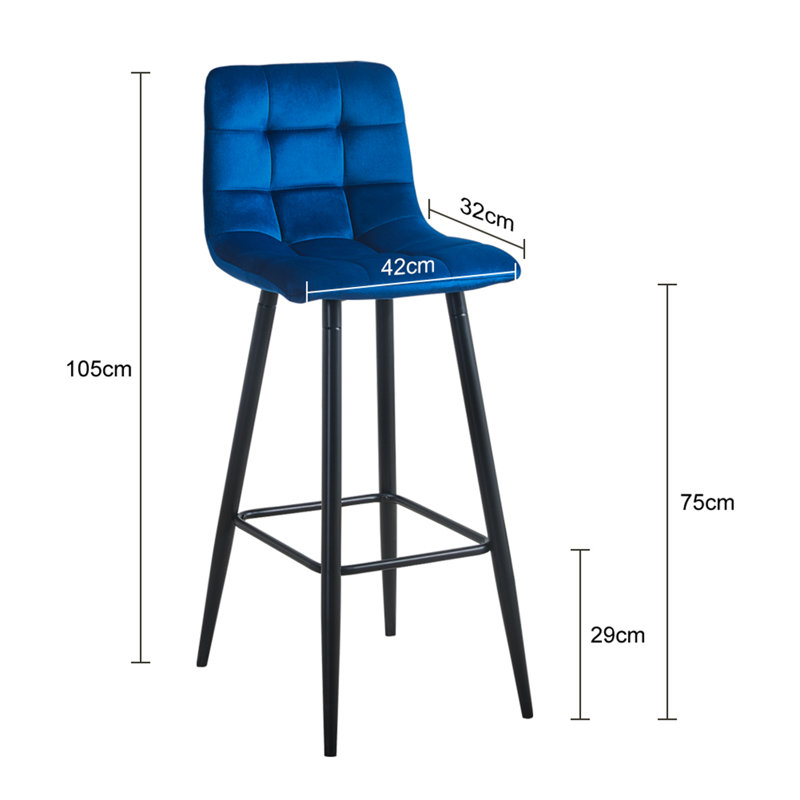 Whitford Upholstered Counter Stool with Metal Frame, Blue