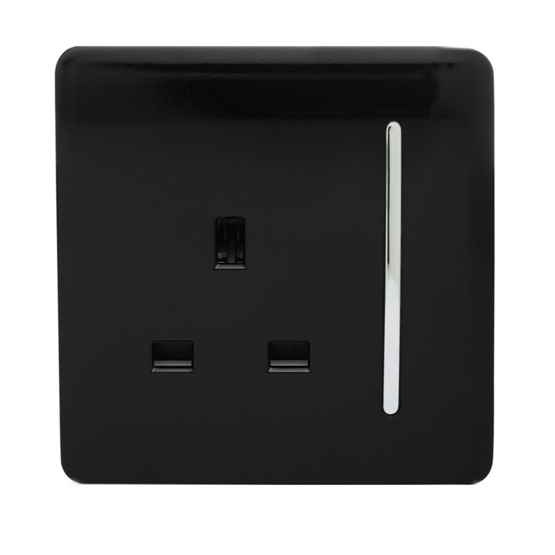Trendi Switch 1 Gang 13 Amp Switched Plug Socket, Black