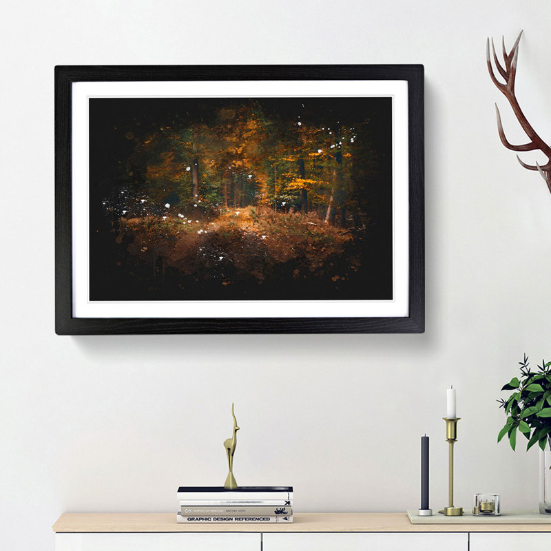 Magical Autumn Forest in Germany - Picture Frame Painting Print, 33cm H x 45cm W x 2cm D, Black Framed