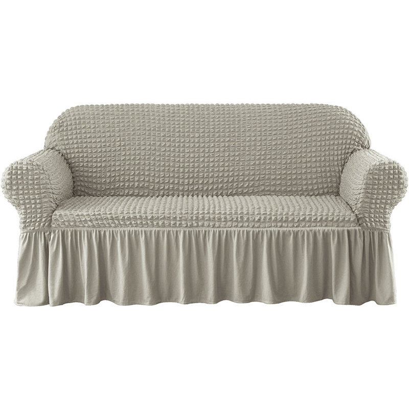 Housse pour canapé à coussins carrés / rectangulaires Bubble, Mélange de polyester gris, H 25 po x l 72 po x P 18 po