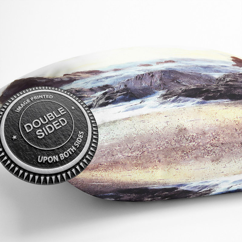 Ocean Crashing Against Rocks Painting Cushion with Filling, 55cm H x 55cm W x 20cm D