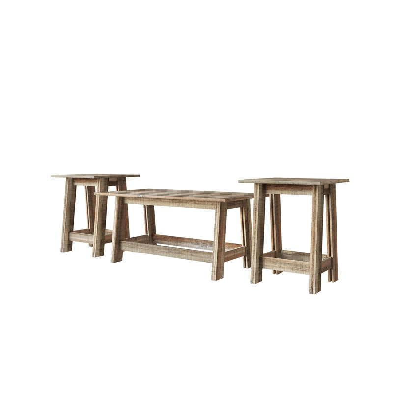 Table basse moderne avec base ouverte en chêne naturel, Chêne naturel