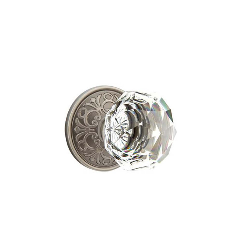Double Dummy Diamond Crystal Knob with Lancaster Rose, Pewter 
