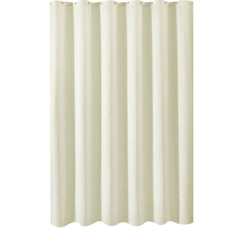 Susanville Waffle Shower Curtain with Hooks Included, Beige