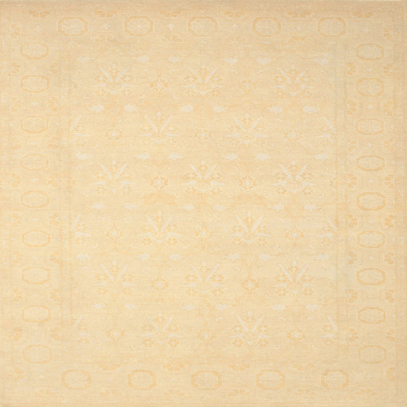 Tapis beige contemporain, Carré 7 pi