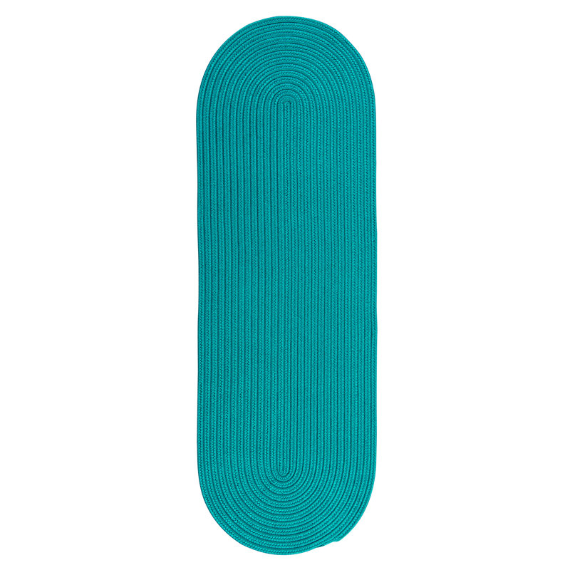 Tapis turquoise tressé AUCIello Port Royale, Tapis de couloir 2 pi x 7 pi