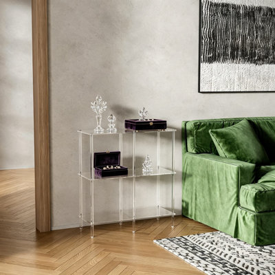 Acrylic Console Table With Open Shelves, 29.5 Inch Narrow Entryway Table, Clear End Table For Sofa, Foyer, Hallway, Living Room, 3 Tier Storage Shelf, 11.8 In D X 31.7 In H, Easy Assembly