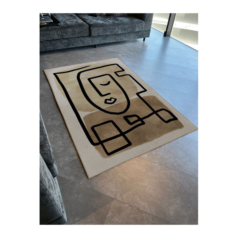 Tapis noir décoratif surréaliste moderne, Tapis de couloir 3 pi 3 po x 9 pi 10 po