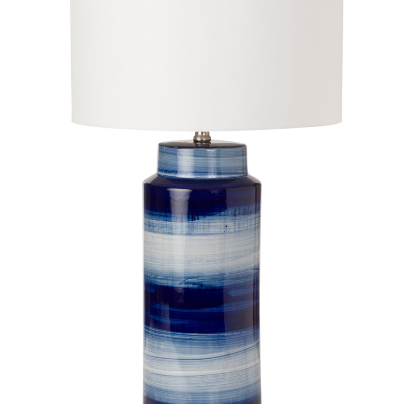 Ensemble de 2 lampes de table en céramique bleu marine Felicity - 30 po - Finition bleu marine, bleu et blanc