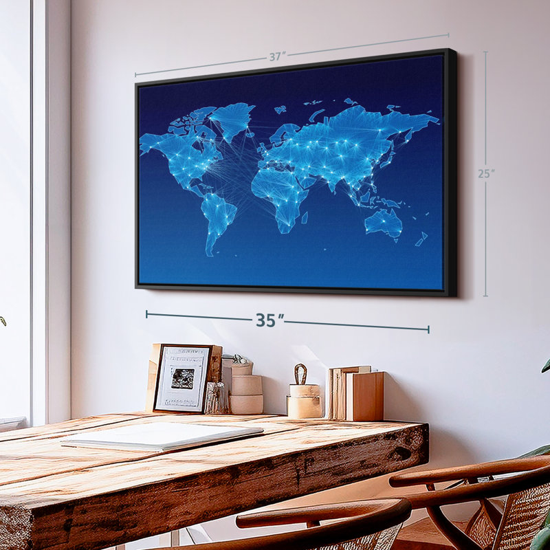 "Carte du monde intégrée", art mural, H 25 po x l 37 po