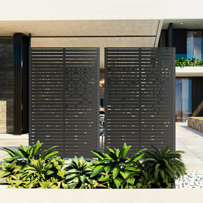 Outdoor Metal Privacy Screen 72" H X 46" W, Block Sightlines, Softly Filter Sunlight, Easy To Assemble, Finish Stylish W Screen, Freestanding, Ideal For Balcony, Garden, Backyard