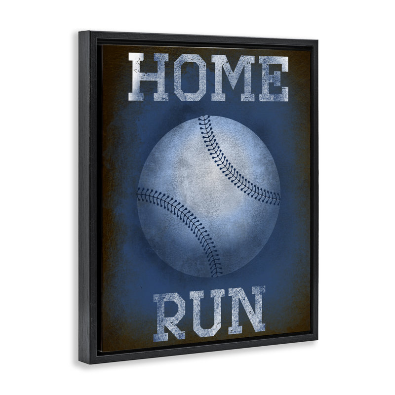 Cadre flottant bleu marine Home Run, design par Marcus Prime, Cadre flottant noir de jais, H 21 po x l 17 po