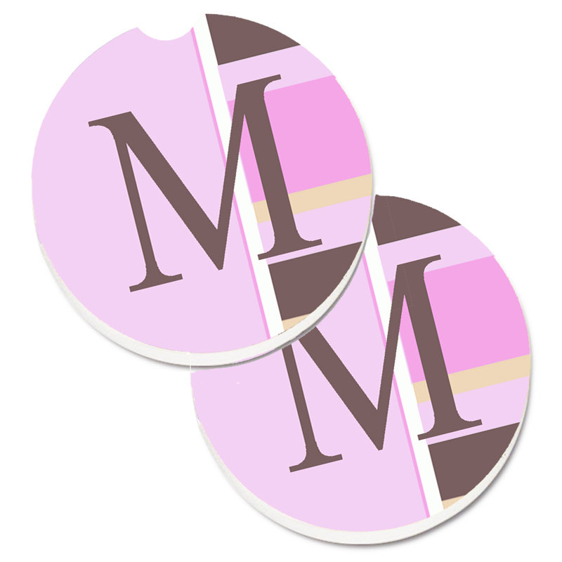 Sous-verre voiture monogramme initial, M, Rose