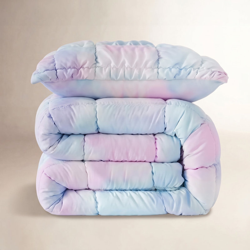 Puff Comforter Set, Twin XL Comforter + 1 Standard Sham, Rainbow