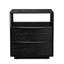 Table de bout moderne de style Mid-Century noir avec station de charge, 2 tiroirs en bois massif et design - imperméable, convient aux éléments de la table de chevet du dortoir, au grand espace de rangement ouvert-133804933-133804935