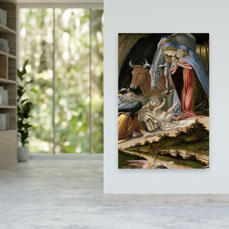 Nativité mystique, détail, impression d'art mural contemporain abstrait d'animaux de 1500, H 60 po x l 40 po
