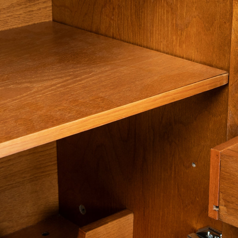 Armoire de rangement pour le vin rustique, buffet de 31,5 po avec support en verre et tablette, support réglable pour la salle à manger à la maison, tablettes