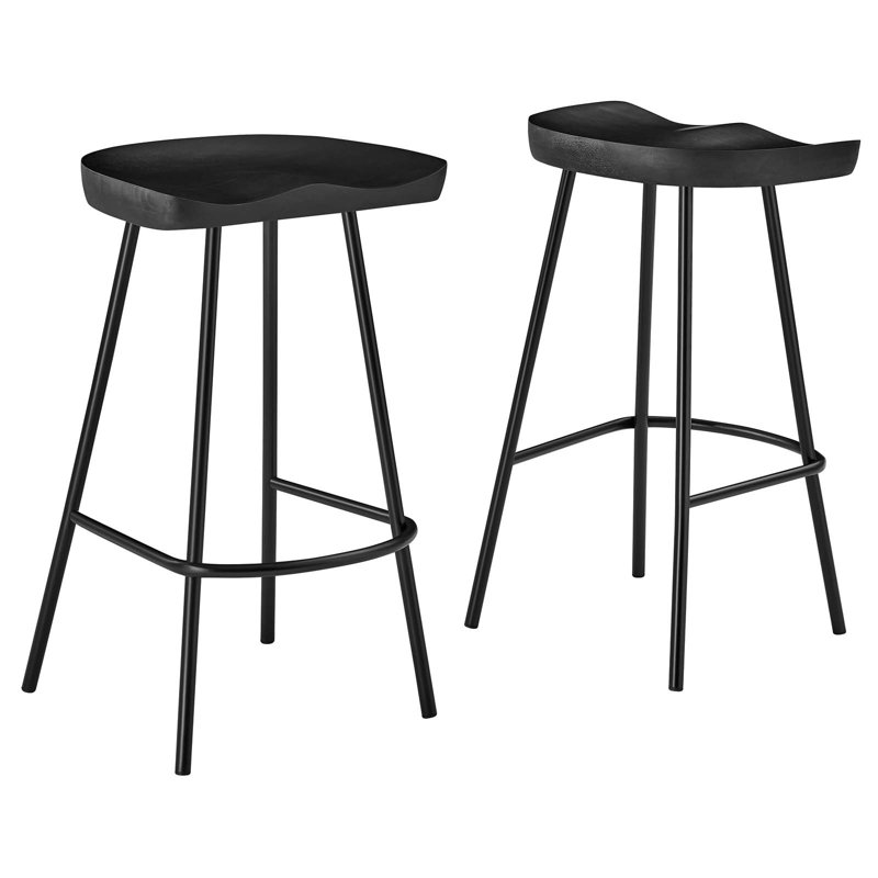 Modway Concord Solid Wood Stool, Black, Counter Stool (26.5" Seat Height)