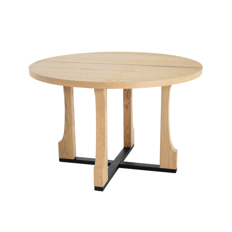 Table de salle à manger 48 "ronde - Embrassez chic. Sièges 4. Fabriquée en bois massif et résistante aux égratignures. Assemblage facile. Convient aux espaces de cuisine. Brillance naturelle en frêne. Table de style H 48 po x P 48 po. H 30,82 po.