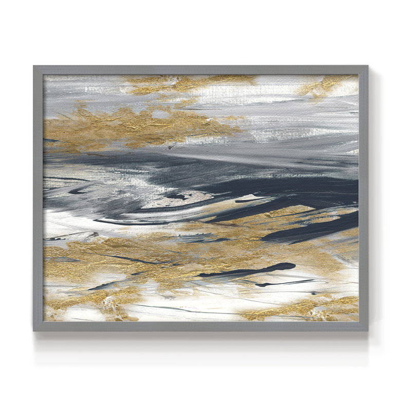 Bleu marine Tumultueux - impression encadrée - réaménageable, Gris, H 22 po x l 28 po