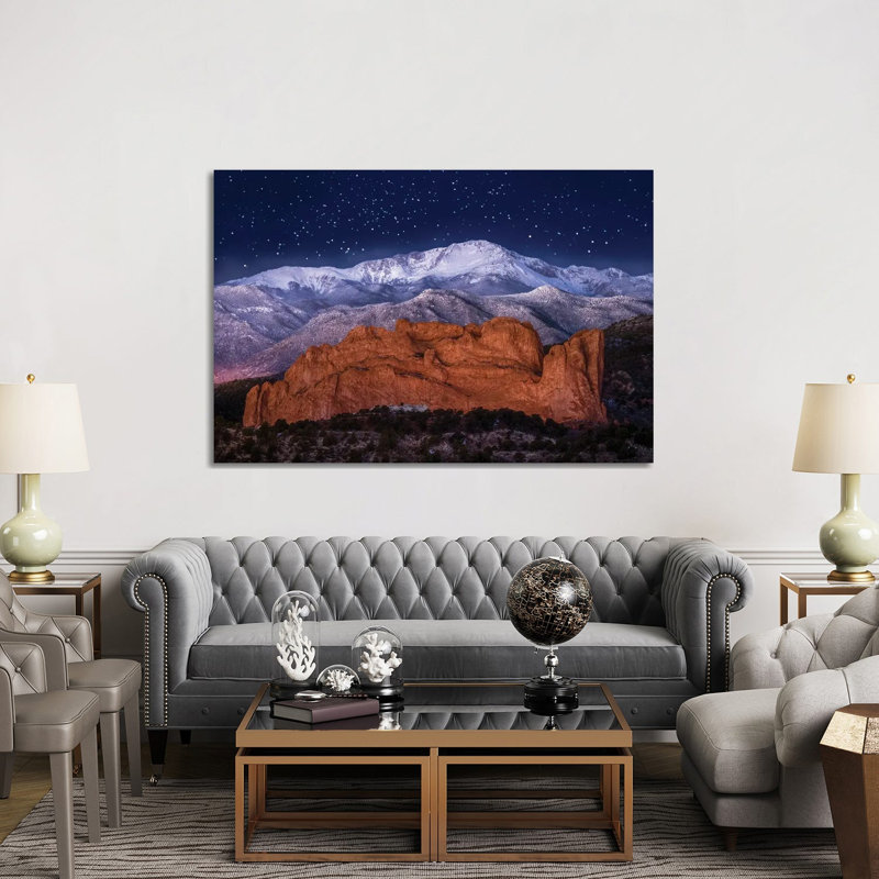 Starry Night Sky Over Pikes Peak And Garden Of The Gods In Colorado by Daniel Forster - Gallery-Wrapped Canvas Giclée on Canvas