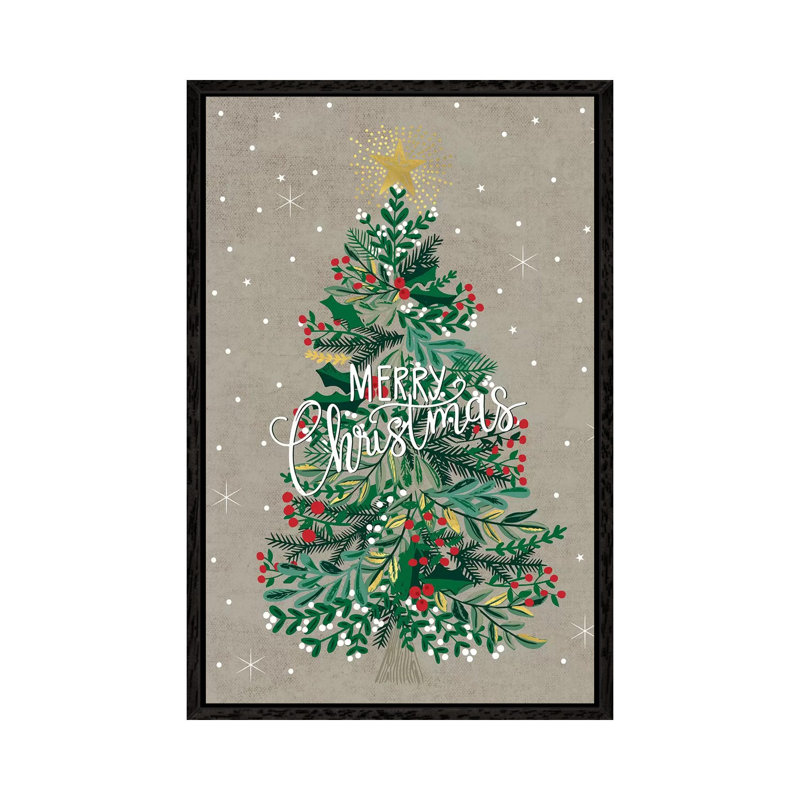 Christmas Deck The Halls IV by Caroline Alfreds - Painting on Canvas, 101.6 cm H x 66.04 cm W, Black Framed