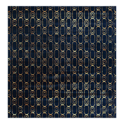 Latitude Run® Column Novica Rug Navy Blue and Gold
