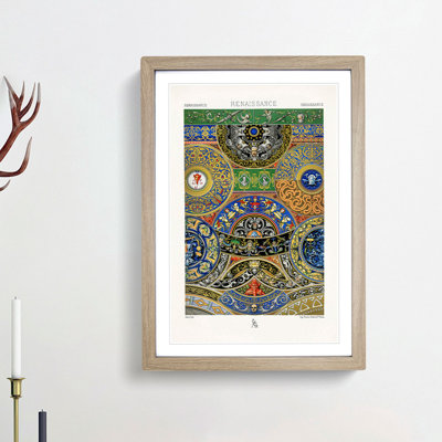 Renaissance Themed Pattern by Albert Racinet - Picture Frame Painting Print