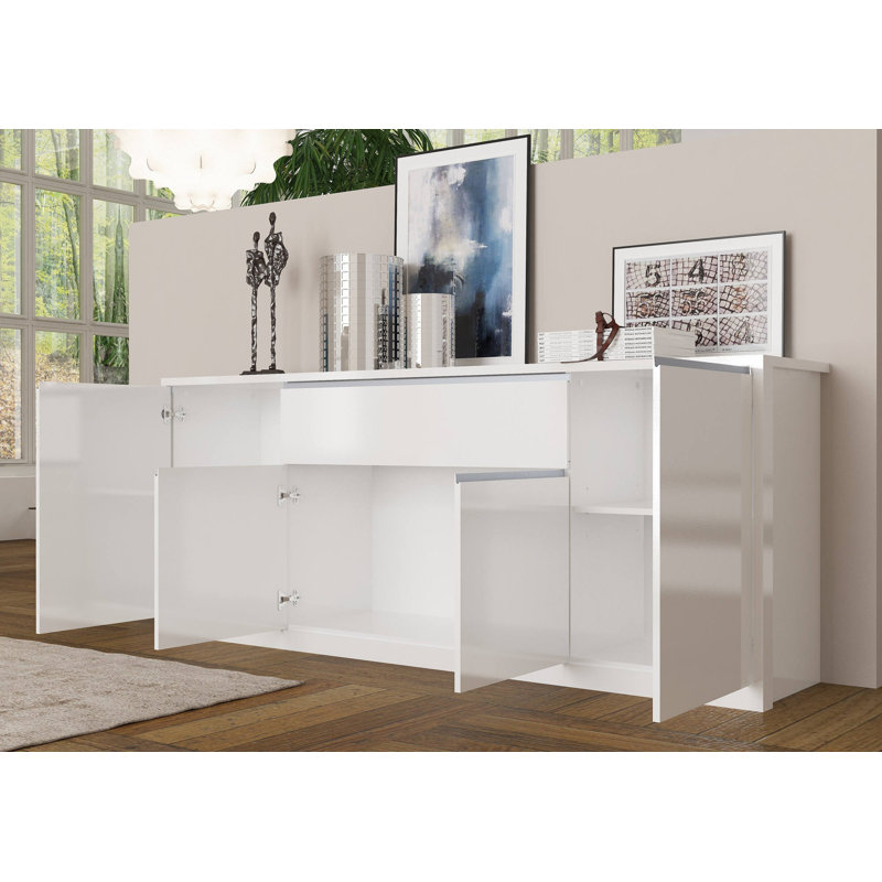Delaney 210.2cm Sideboard, White/White Frame