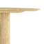Table de salle à manger ronde en frêne avec surfaces incurvées, bord biseauté, base solide cannelée, non-matériaux, profondeur et hauteur de 50,57 po, largeur de 28,66 po, base naturelle, finition feu, dimensions: