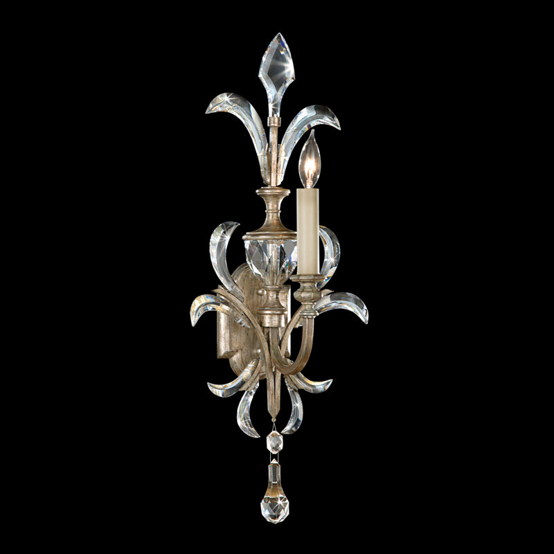Beveled Arcs Candle Wall Light, Muted Silver Leaf