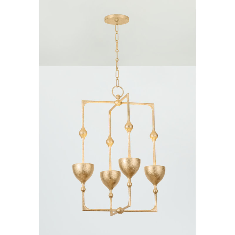 Antalya 4 Light Lantern, Vintage Gold Leaf, 30.25" H x 22" W x 22" D