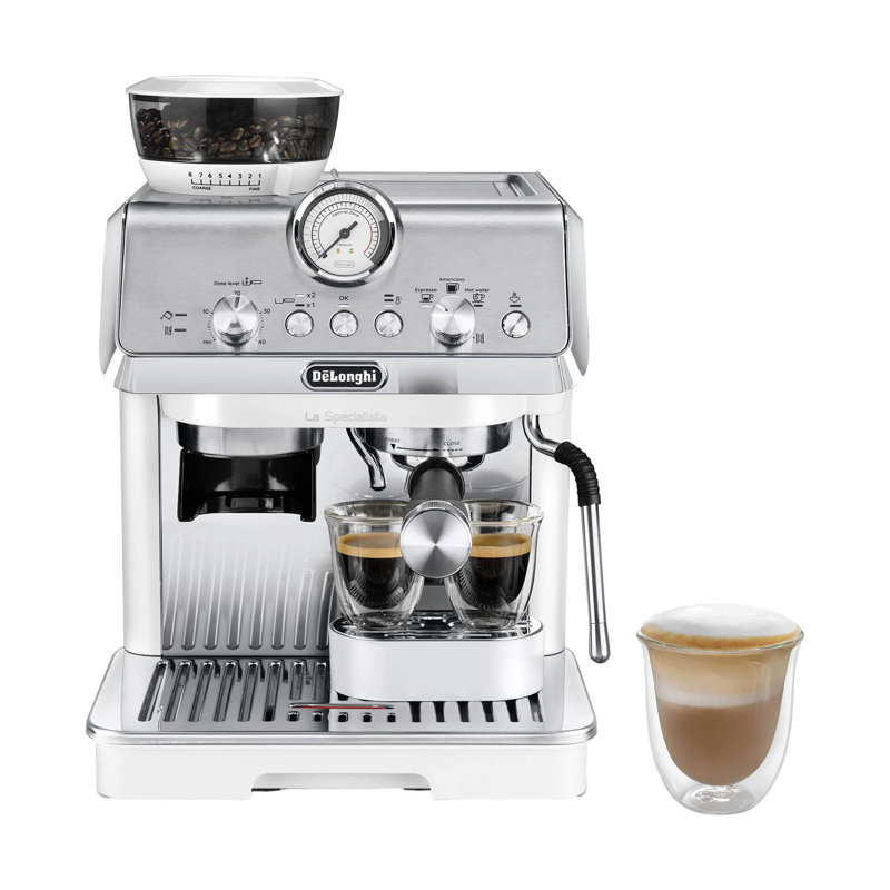 De'longhi La Specialista Arte Bean to Cup Manual Coffee Machine, White, 40" H x 27.5" W x 36.5" D