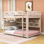 Lit superposé double en bois avec tablettes de rangement-716448683