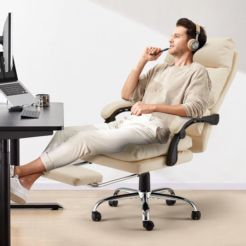 Megaan Executive Chair with Headrest, Beige