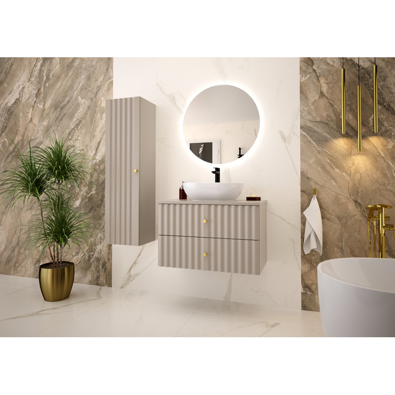 Annalouise Wall Mounted Required Bathroom Storage Furniture Set, Grey